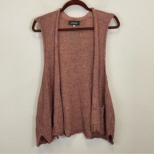 Eskandar Brown Linen Open Knit Boho Vest One Size